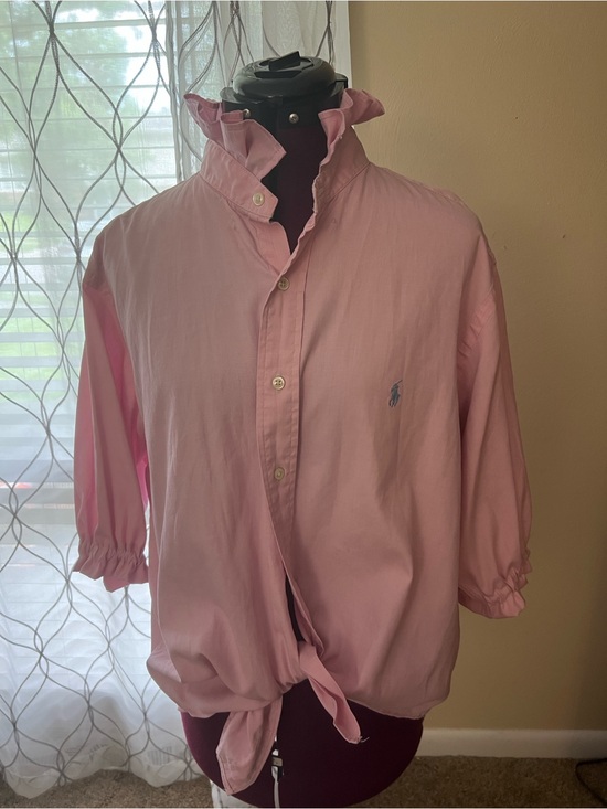 Ralph Lauren Tops - Up cycled / Remade Ralph Lauren Light Pink Cotton Button-Down Tie-Hem Shirt